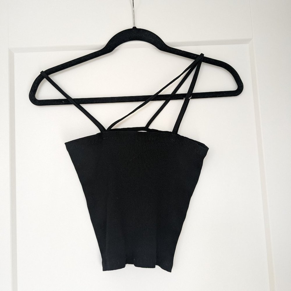 Zara strappy black ribbed tank size medium